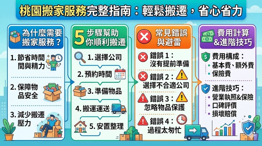本篇文章將為您提供關於桃園搬家的完整指南,涵蓋搬家服務的流程、常見的搬家錯誤、如何選擇合適的搬家公司以及桃園搬家費用的計算方式。無論是搬遷家庭物品還是辦公室設備,了解搬家過程中的關鍵步驟與選擇合適的搬家公司,能有效減少搬家過程中的困難與不便,讓您輕鬆搬家,快速適應新環境。