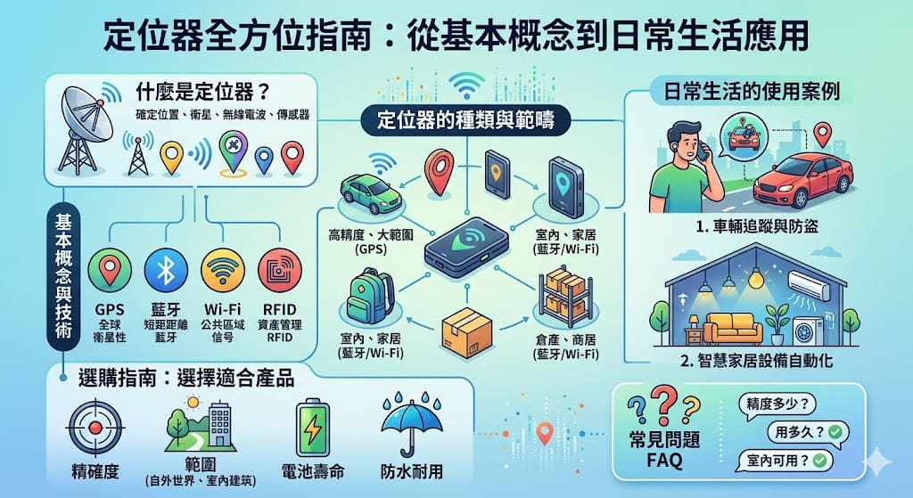 在現代科技中，定位器已經成為日常生活中不可或缺的一部分。無論是車輛追蹤、物品保護，還是智慧家居的應用，定位器都發揮著重要作用。本文將深入探討定位器的種類、應用範疇及選購指南，並介紹如何選擇適合自己需求的定位器。了解定位器的工作原理與未來發展，讓您能夠更好地利用這些設備提升生活品質。