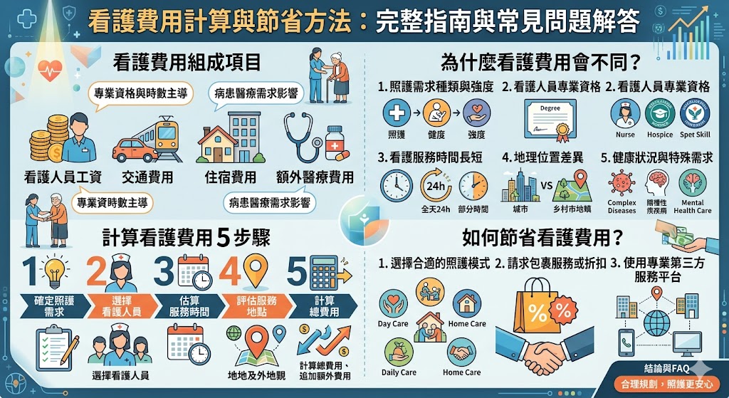 了解 看護費用 的計算方式對於需要照顧長者或病人的家庭至關重要。不同的照護需求會影響費用，並且 看護費用 會根據病人健康狀況、看護人員專業資格及照護時間長短等因素而有所不同。本文將幫助您掌握看護費用的組成部分，提供計算方法與預算規劃建議，並探討如何在保障照護品質的同時節省費用。
