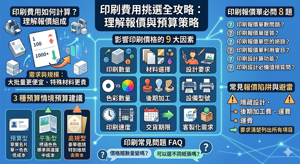 印刷費用受多種因素影響,從設計、材料選擇到印刷數量,這些都會直接決定最終的價格。在選擇印刷服務時,了解報價單的組成、影響價格的因素,及預算情境的選擇將有助於做出明智的決策。本文深入解析了如何計算印刷費用,並針對各種情境提供建議,讓您在選擇印刷服務時更加明確和自信。