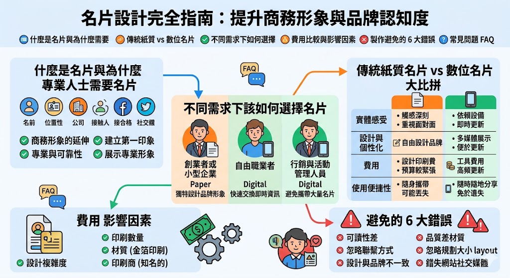 本文深入探討了兩種最常見的名片選擇:紙質名片與數位名片。無論你是創業者還是自由職業者,了解每種名片的特性、費用、設計與功能差異都能幫助你做出更明智的決策。文章比較了傳統紙質名片與現代數位名片的優缺點,並為不同需求的使用者提供選擇建議。選擇合適的名片不僅能展示你的品牌形象,也能有效提升商業交流的效率。