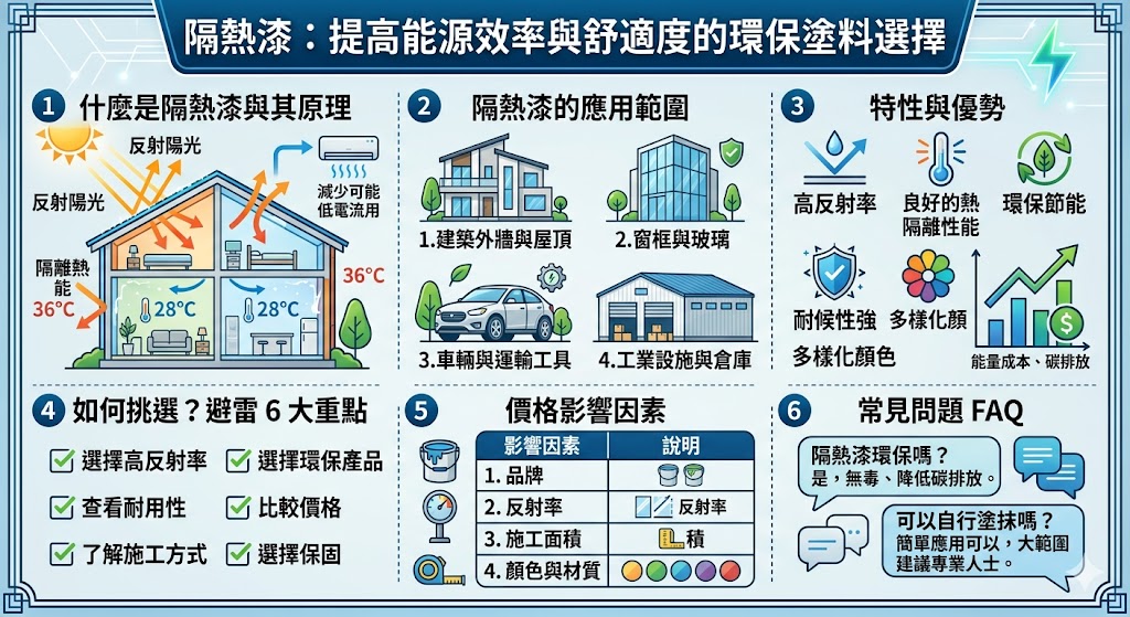 隔熱漆是一種高效能塗料，能有效減少熱量進入建築物，從而達到節能減排的效果。使用隔熱漆能顯著降低空調使用，提升室內舒適度，並減少能源消耗。隨著環保意識的提高，越來越多的住宅與商業建築選擇使用隔熱漆來改善能源效率。不僅如此，隔熱漆還有助於延長建築物的使用壽命，是一種經濟、環保的長期投資。