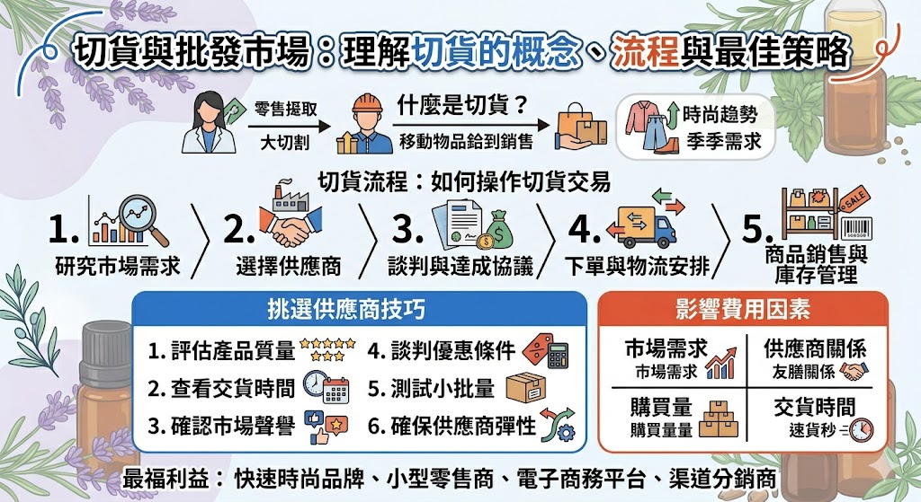 切貨是零售商與供應商之間的常見活動，特別是在快速時尚產業和季節性商品中。這是一種通過大量進貨並迅速銷售來應對市場需求波動的策略。文章詳細介紹了切貨的概念、操作流程，並分享了如何挑選合適的供應商及避免風險的技巧。對於想要提高商品周轉率和獲得更多利潤的商家，了解切貨的最佳策略是非常重要的。